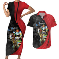 Antigua And Barbuda 1981 Couples Matching Short Sleeve Bodycon Dress and Hawaiian Shirt Happy Independence Day - Wonder Print Shop