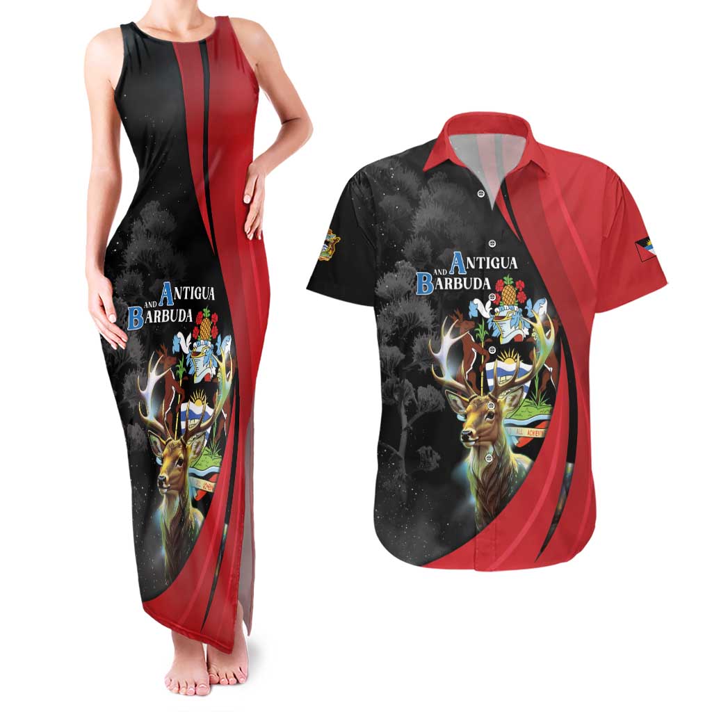 Antigua And Barbuda 1981 Couples Matching Tank Maxi Dress and Hawaiian Shirt Happy Independence Day - Wonder Print Shop