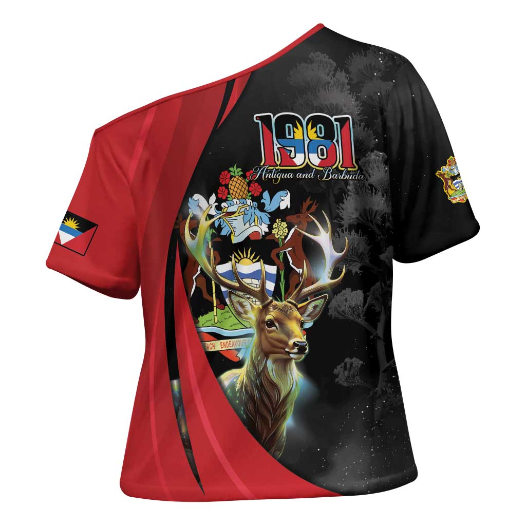 Antigua And Barbuda 1981 Cross Shoulder Shirt Happy Independence Day - Wonder Print Shop