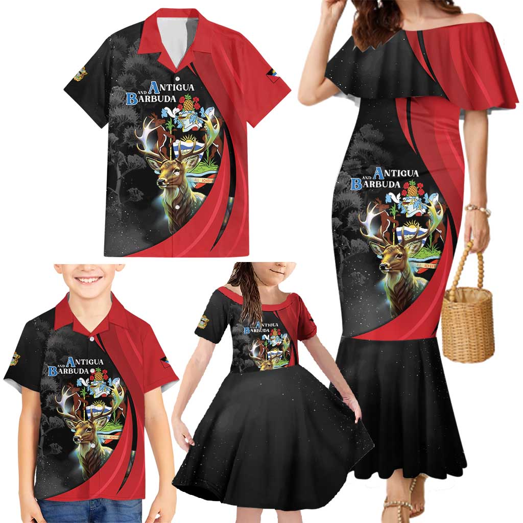 Antigua And Barbuda 1981 Family Matching Mermaid Dress and Hawaiian Shirt Happy Independence Day - Wonder Print Shop