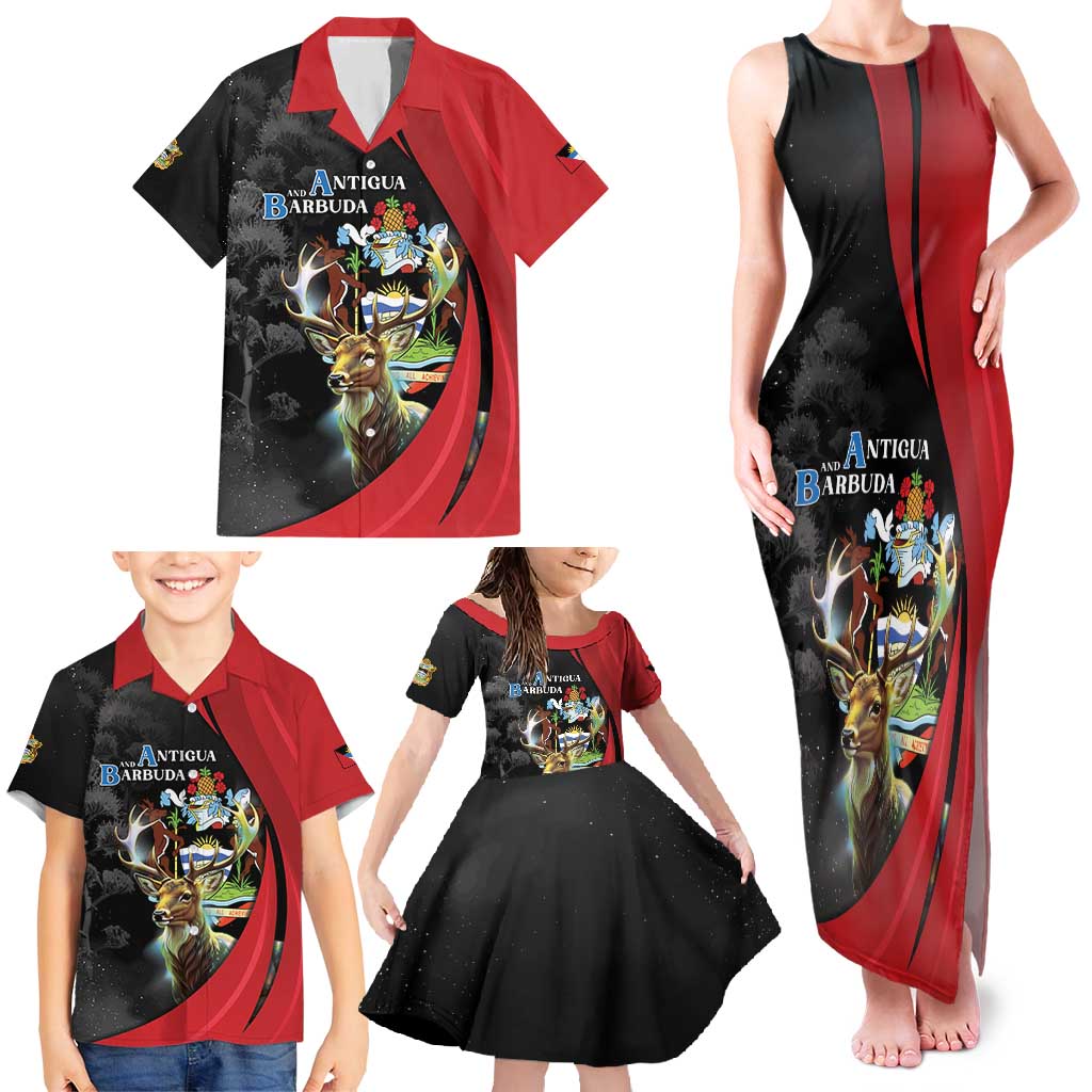 Antigua And Barbuda 1981 Family Matching Tank Maxi Dress and Hawaiian Shirt Happy Independence Day - Wonder Print Shop