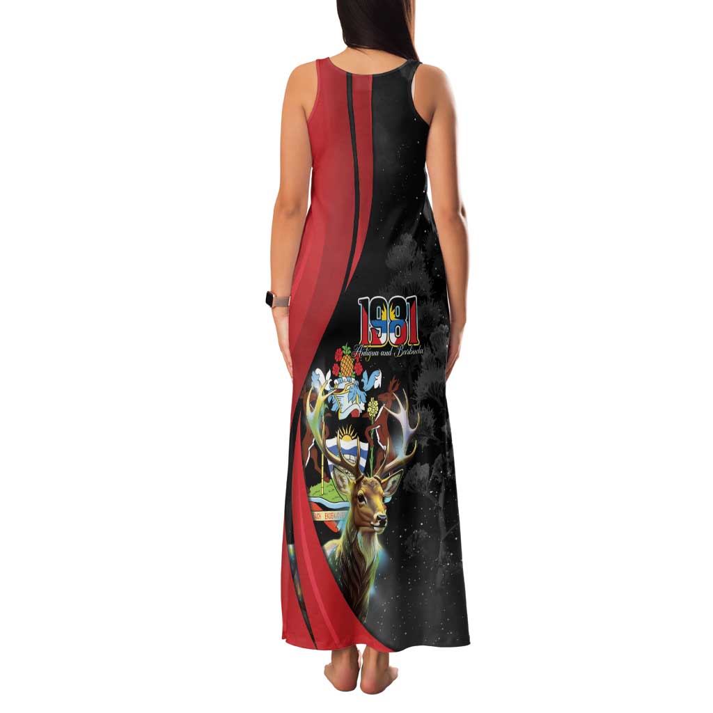 Antigua And Barbuda 1981 Family Matching Tank Maxi Dress and Hawaiian Shirt Happy Independence Day - Wonder Print Shop