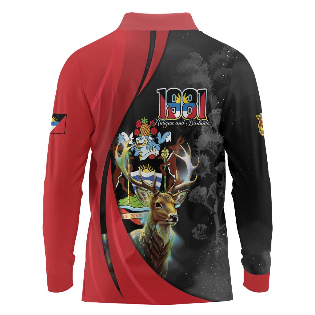 Antigua And Barbuda 1981 Long Sleeve Polo Shirt Happy Independence Day - Wonder Print Shop