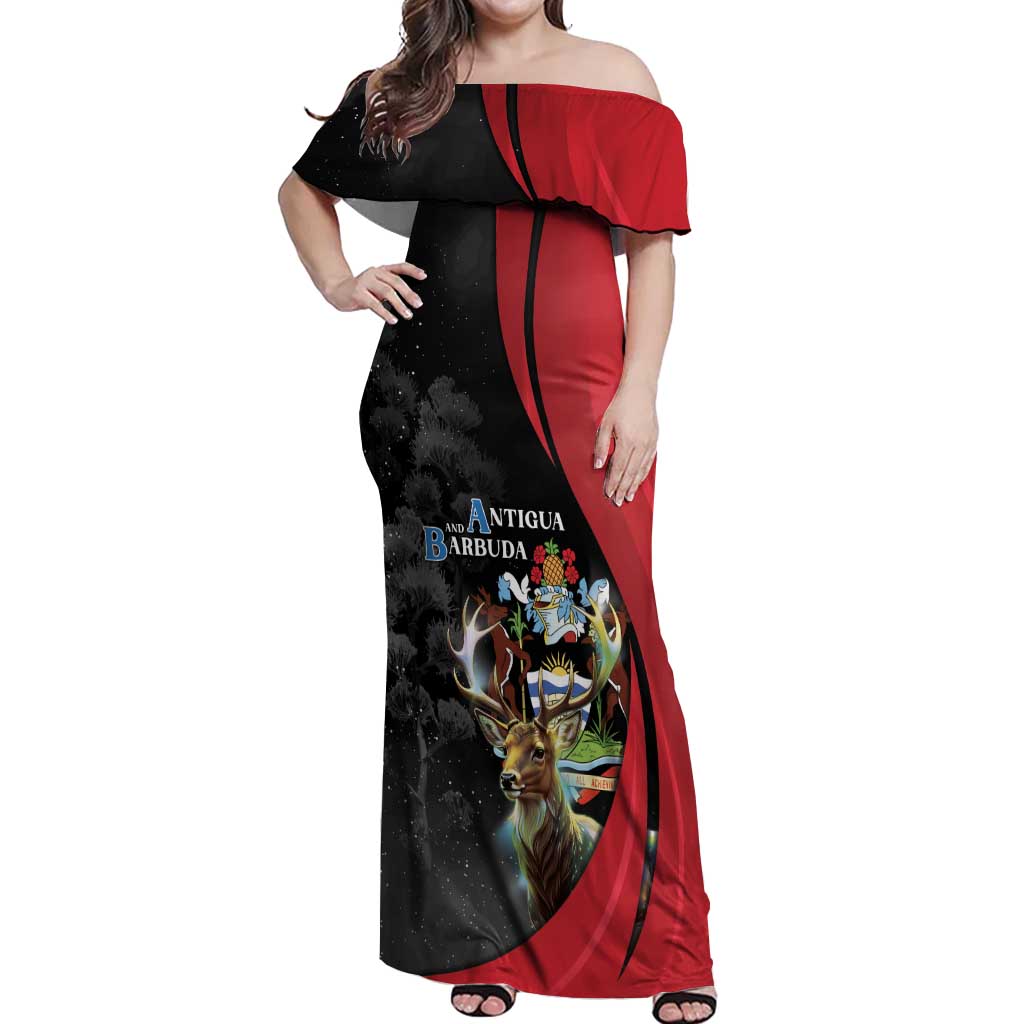 Antigua And Barbuda 1981 Off Shoulder Maxi Dress Happy Independence Day - Wonder Print Shop