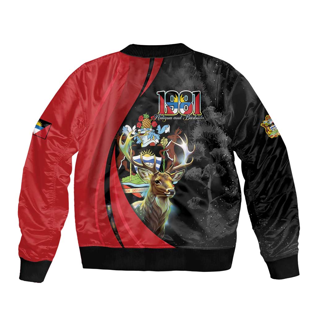 Antigua And Barbuda 1981 Sleeve Zip Bomber Jacket Happy Independence Day - Wonder Print Shop