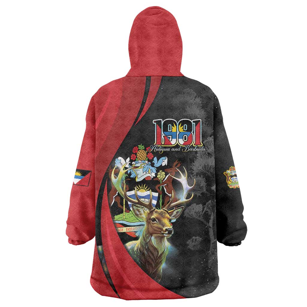 Antigua And Barbuda 1981 Wearable Blanket Hoodie Happy Independence Day - Wonder Print Shop