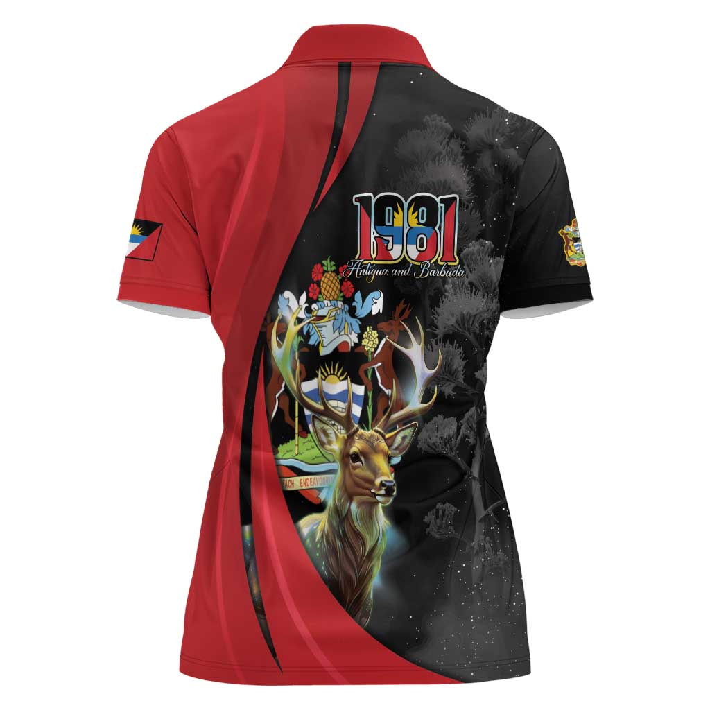 Antigua And Barbuda 1981 Women Polo Shirt Happy Independence Day - Wonder Print Shop