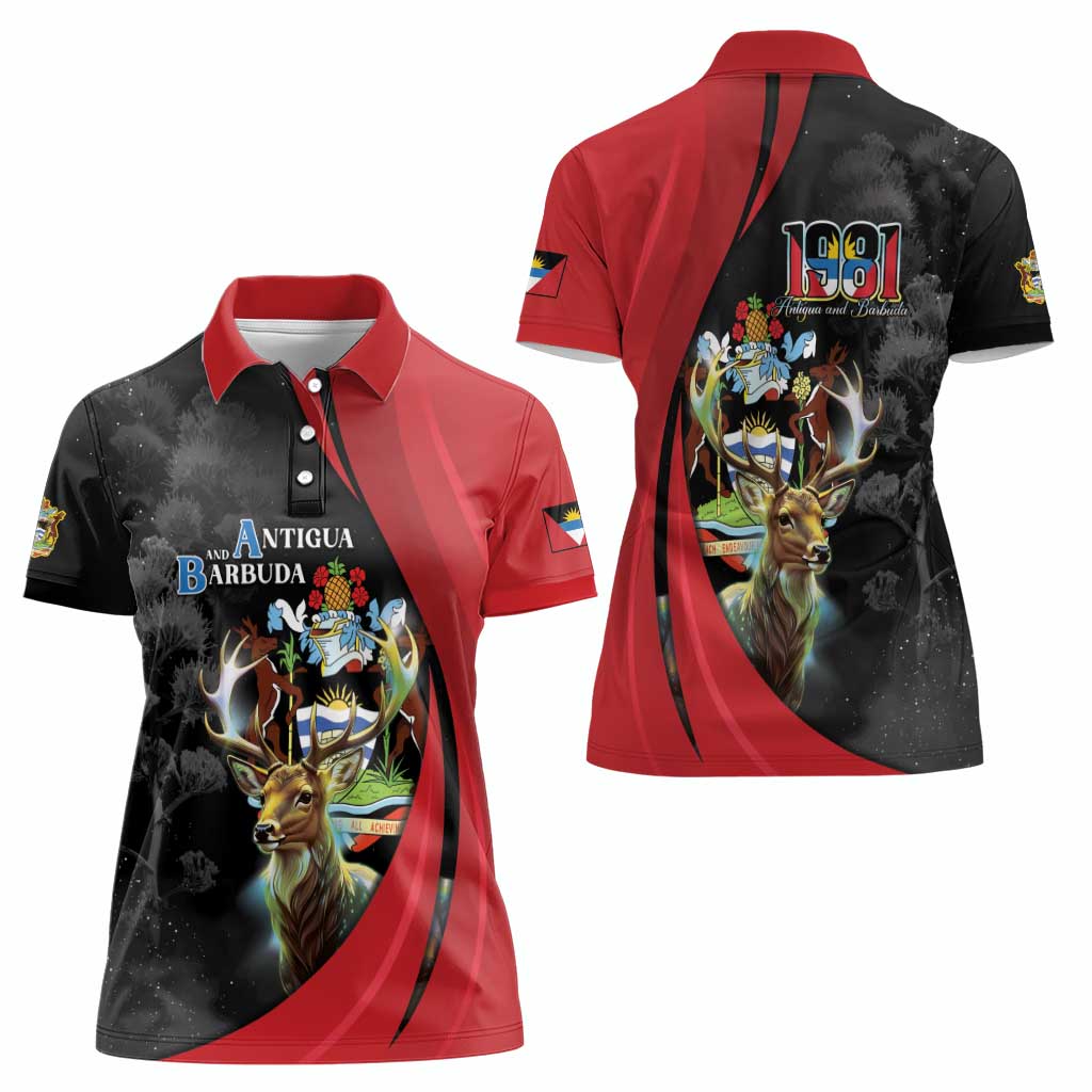 Antigua And Barbuda 1981 Women Polo Shirt Happy Independence Day - Wonder Print Shop
