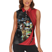 Antigua And Barbuda 1981 Women Sleeveless Polo Shirt Happy Independence Day - Wonder Print Shop