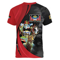 Antigua And Barbuda 1981 Women V-Neck T-Shirt Happy Independence Day - Wonder Print Shop