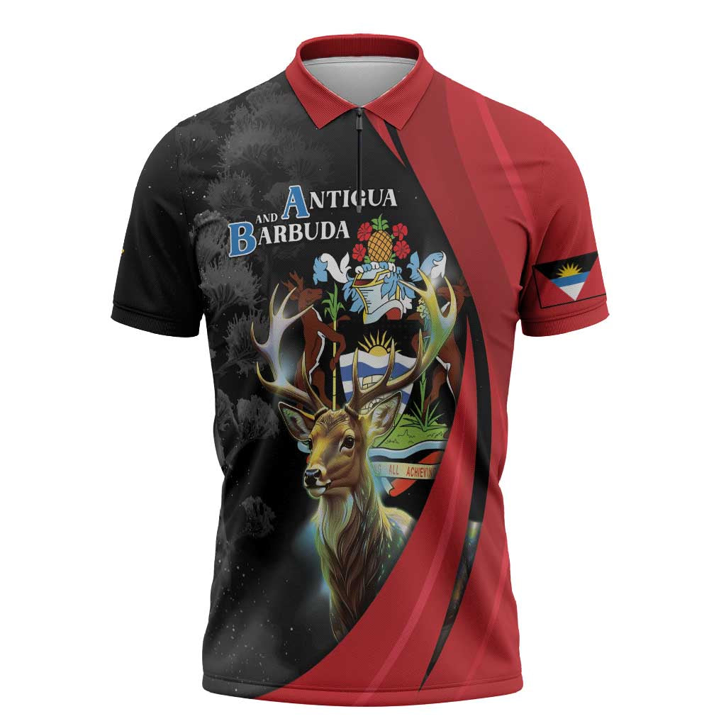 Antigua And Barbuda 1981 Zipper Polo Shirt Happy Independence Day - Wonder Print Shop
