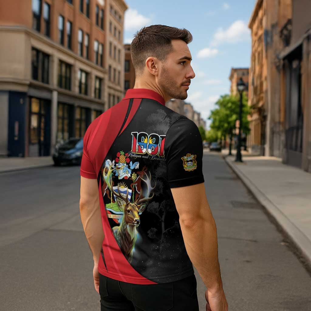 Antigua And Barbuda 1981 Zipper Polo Shirt Happy Independence Day - Wonder Print Shop