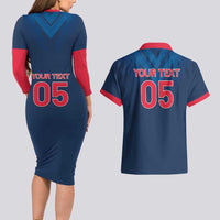 Custom Thailand Football Couples Matching Long Sleeve Bodycon Dress and Hawaiian Shirt Go Champions - Wonder Print Shop