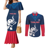 Custom Thailand Football Couples Matching Mermaid Dress and Long Sleeve Button Shirt Go Champions - Wonder Print Shop