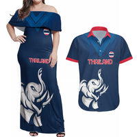 Custom Thailand Football Couples Matching Off Shoulder Maxi Dress and Hawaiian Shirt Go Champions - Wonder Print Shop