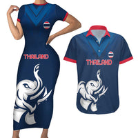 Custom Thailand Football Couples Matching Short Sleeve Bodycon Dress and Hawaiian Shirt Go Champions - Wonder Print Shop