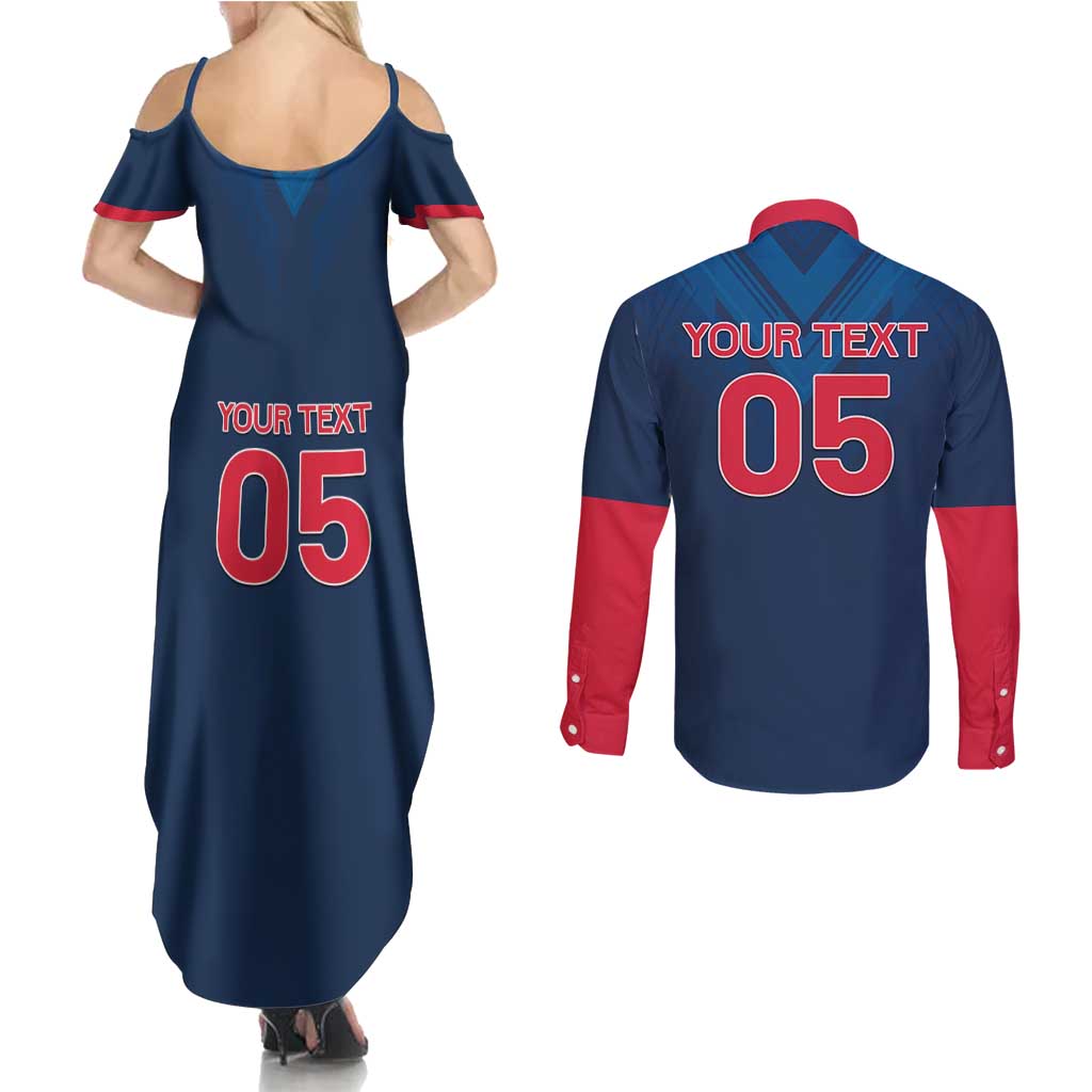 Custom Thailand Football Couples Matching Summer Maxi Dress and Long Sleeve Button Shirt Go Champions - Wonder Print Shop