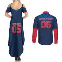 Custom Thailand Football Couples Matching Summer Maxi Dress and Long Sleeve Button Shirt Go Champions - Wonder Print Shop