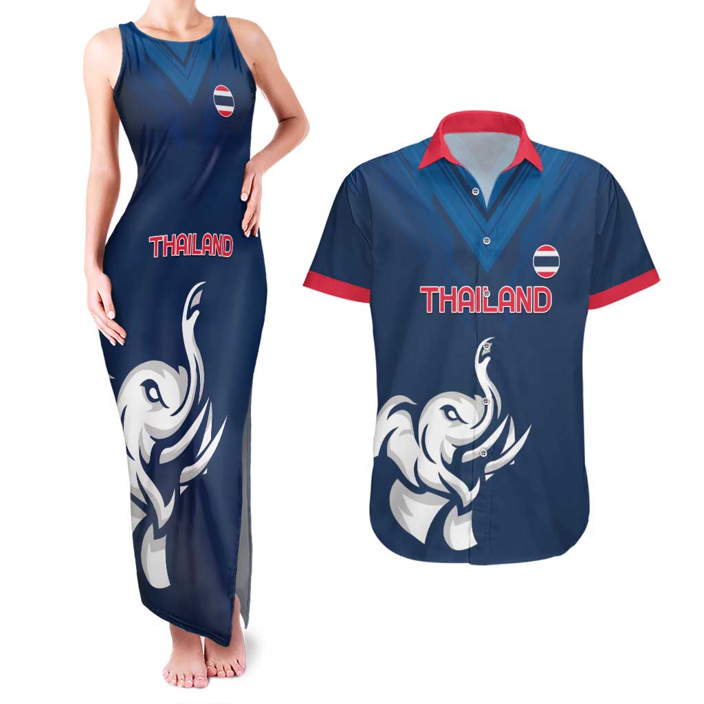 Custom Thailand Football Couples Matching Tank Maxi Dress and Hawaiian Shirt Go Champions - Wonder Print Shop