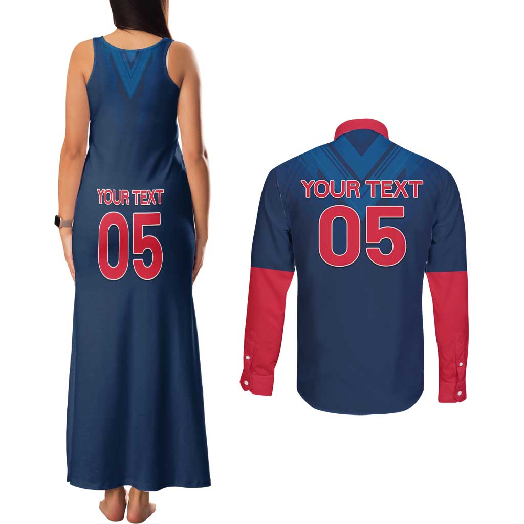 Custom Thailand Football Couples Matching Tank Maxi Dress and Long Sleeve Button Shirt Go Champions - Wonder Print Shop