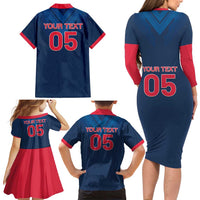 Custom Thailand Football Family Matching Long Sleeve Bodycon Dress and Hawaiian Shirt Go Champions - Wonder Print Shop