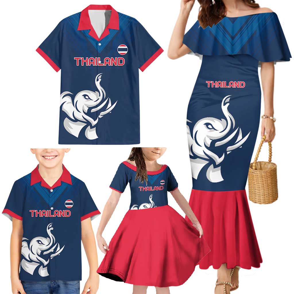 Custom Thailand Football Family Matching Mermaid Dress and Hawaiian Shirt Go Champions - Wonder Print Shop