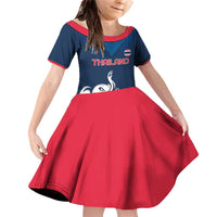 Custom Thailand Football Family Matching Off Shoulder Short Dress and Hawaiian Shirt Go Champions - Wonder Print Shop
