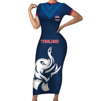 Custom Thailand Football Family Matching Short Sleeve Bodycon Dress and Hawaiian Shirt Go Champions - Wonder Print Shop