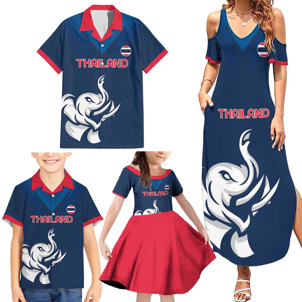 Custom Thailand Football Family Matching Summer Maxi Dress and Hawaiian Shirt Go Champions - Wonder Print Shop