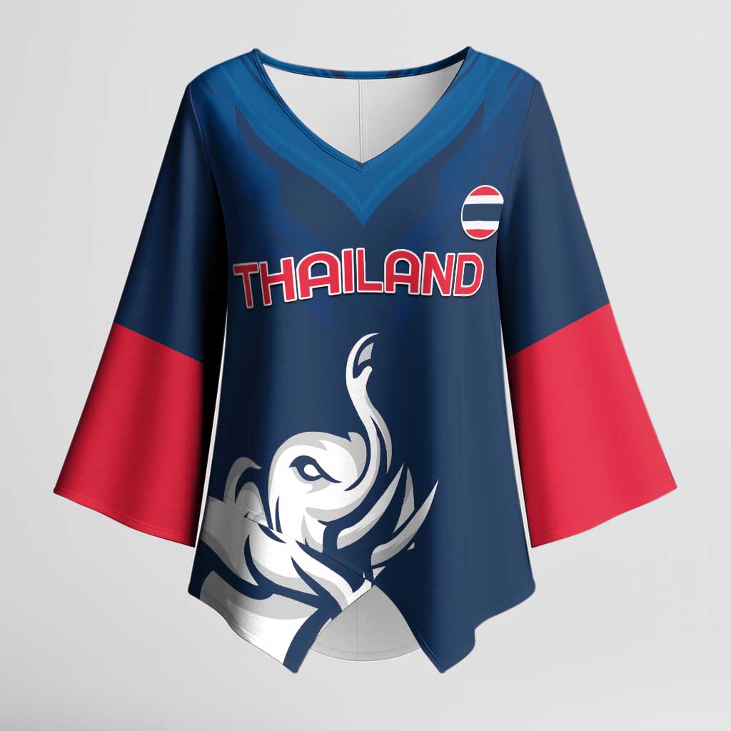 Custom Thailand Football Kimono Sleeve Blouse Go Champions - Wonder Print Shop