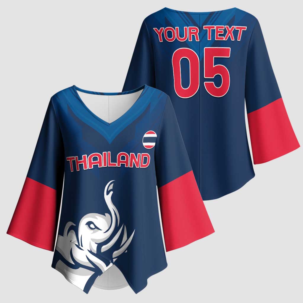 Custom Thailand Football Kimono Sleeve Blouse Go Champions - Wonder Print Shop