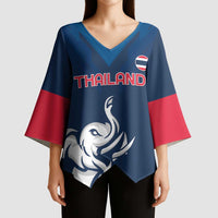 Custom Thailand Football Kimono Sleeve Blouse Go Champions - Wonder Print Shop