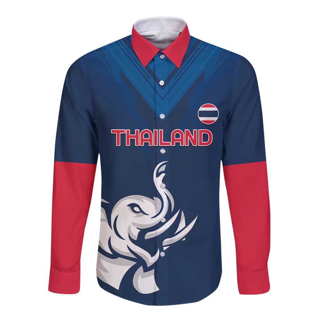 Custom Thailand Football Long Sleeve Button Shirt Go Champions - Wonder Print Shop