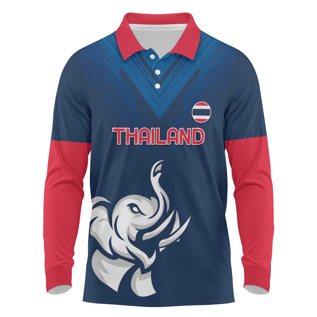 Custom Thailand Football Long Sleeve Polo Shirt Go Champions - Wonder Print Shop