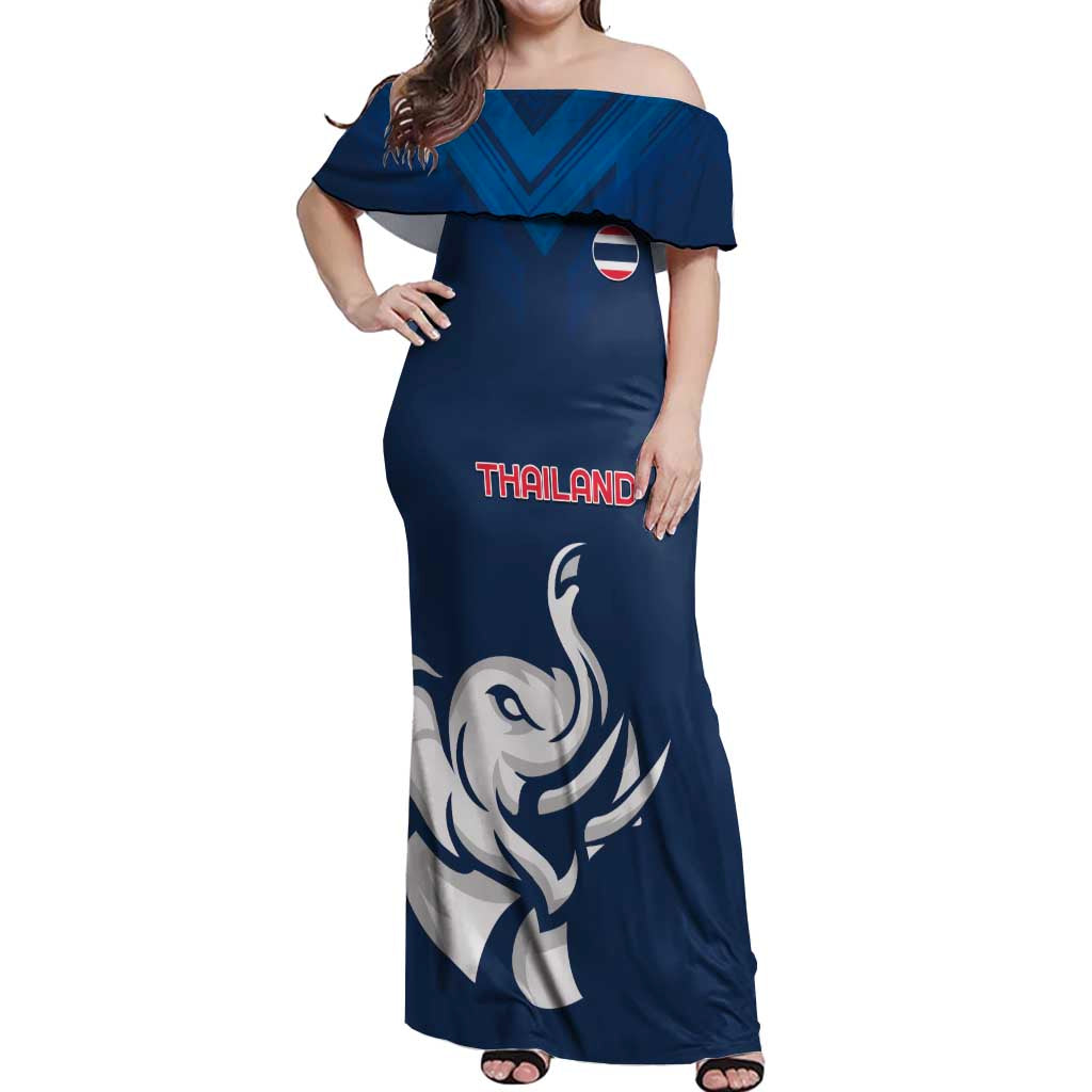 Custom Thailand Football Off Shoulder Maxi Dress Go Champions - Wonder Print Shop