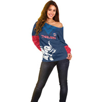 Custom Thailand Football Off Shoulder Sweater Go Champions - Wonder Print Shop