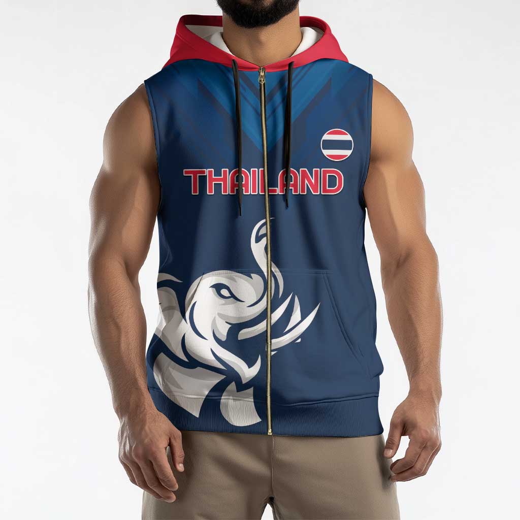 Custom Thailand Football Sleeveless Zip Hoodie Go Champions - Wonder Print Shop