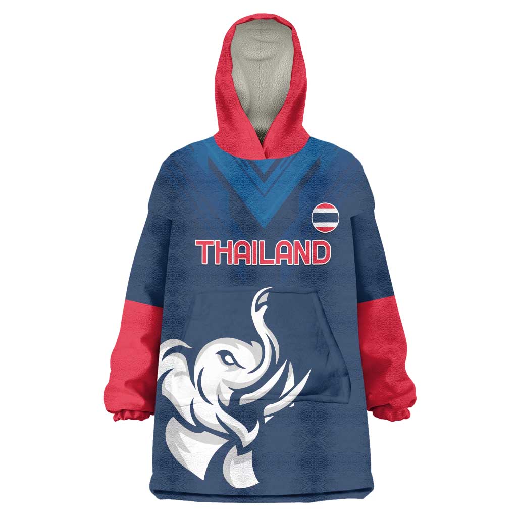 Custom Thailand Football Wearable Blanket Hoodie Go Champions - Wonder Print Shop