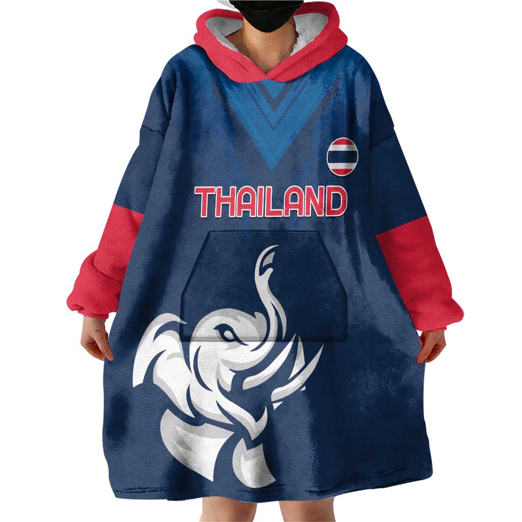 Custom Thailand Football Wearable Blanket Hoodie Go Champions - Wonder Print Shop