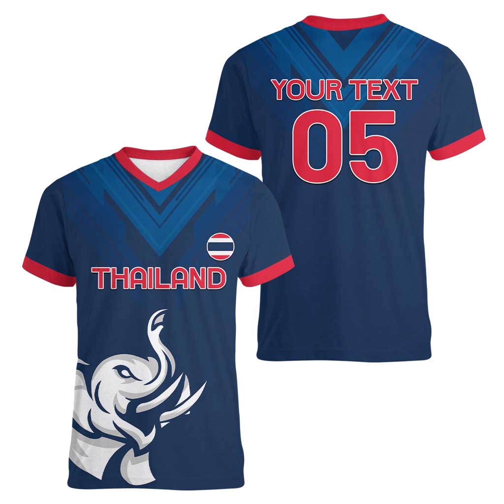 Custom Thailand Football Women V-Neck T-Shirt Go Champions - Wonder Print Shop