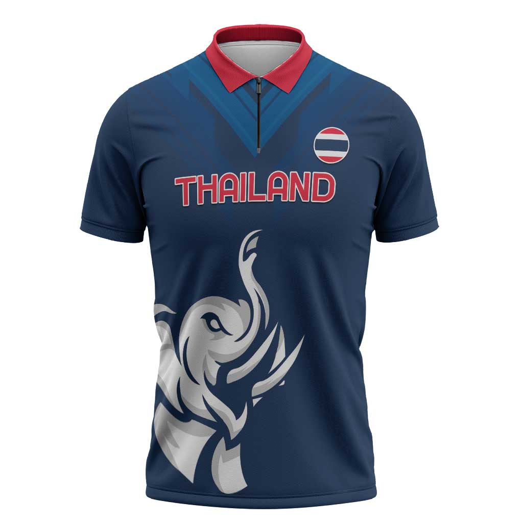 Custom Thailand Football Zipper Polo Shirt Go Champions - Wonder Print Shop
