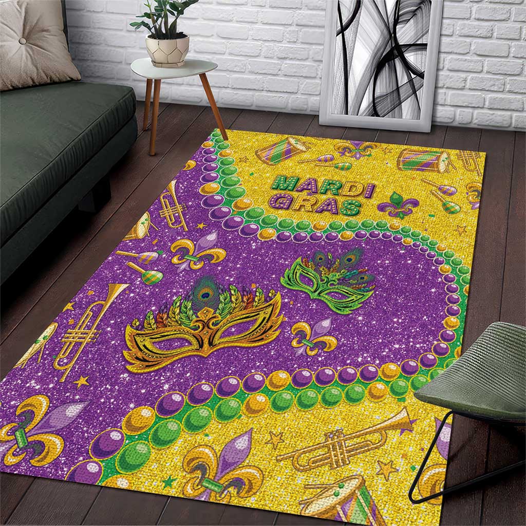 Mardi Gras Is In Our Soul Area Rug Glitter Style