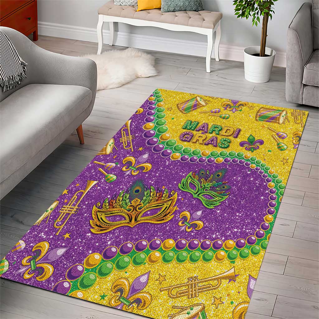 Mardi Gras Is In Our Soul Area Rug Glitter Style