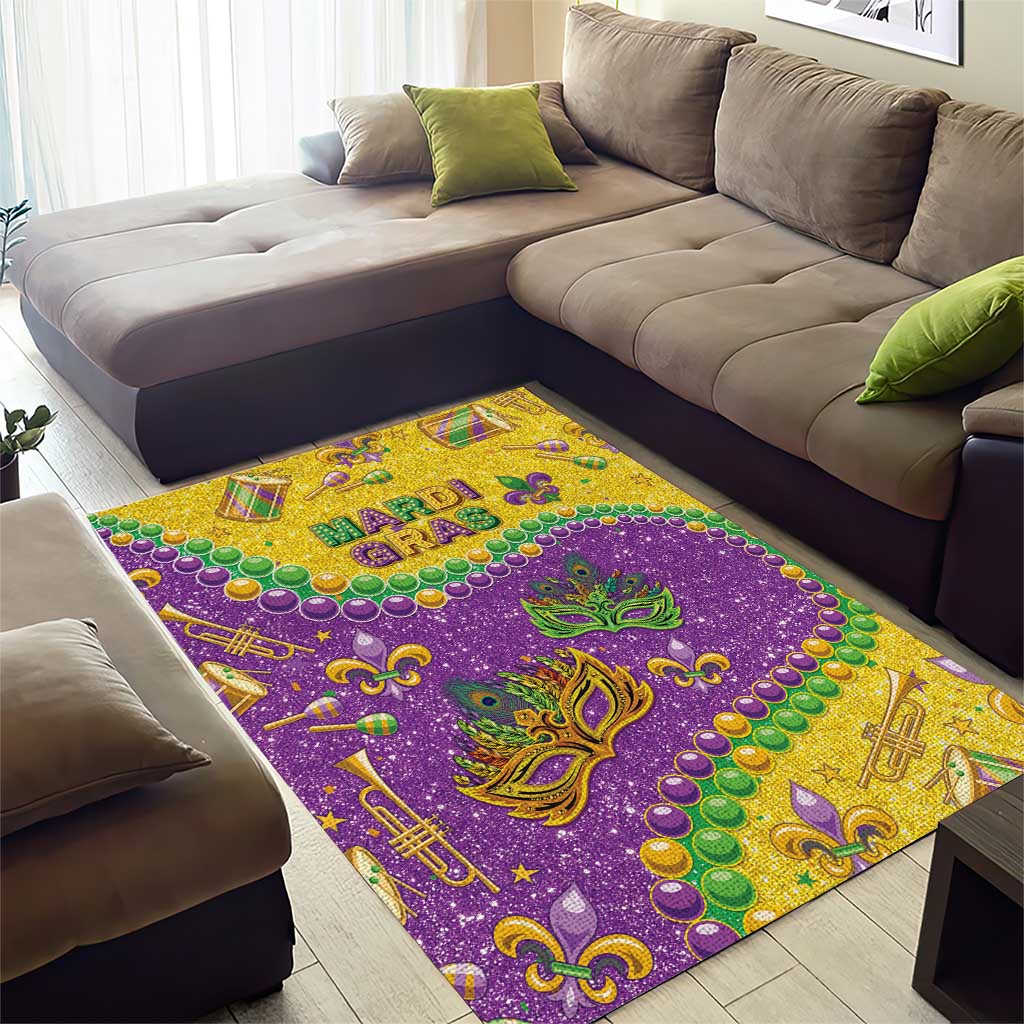Mardi Gras Is In Our Soul Area Rug Glitter Style