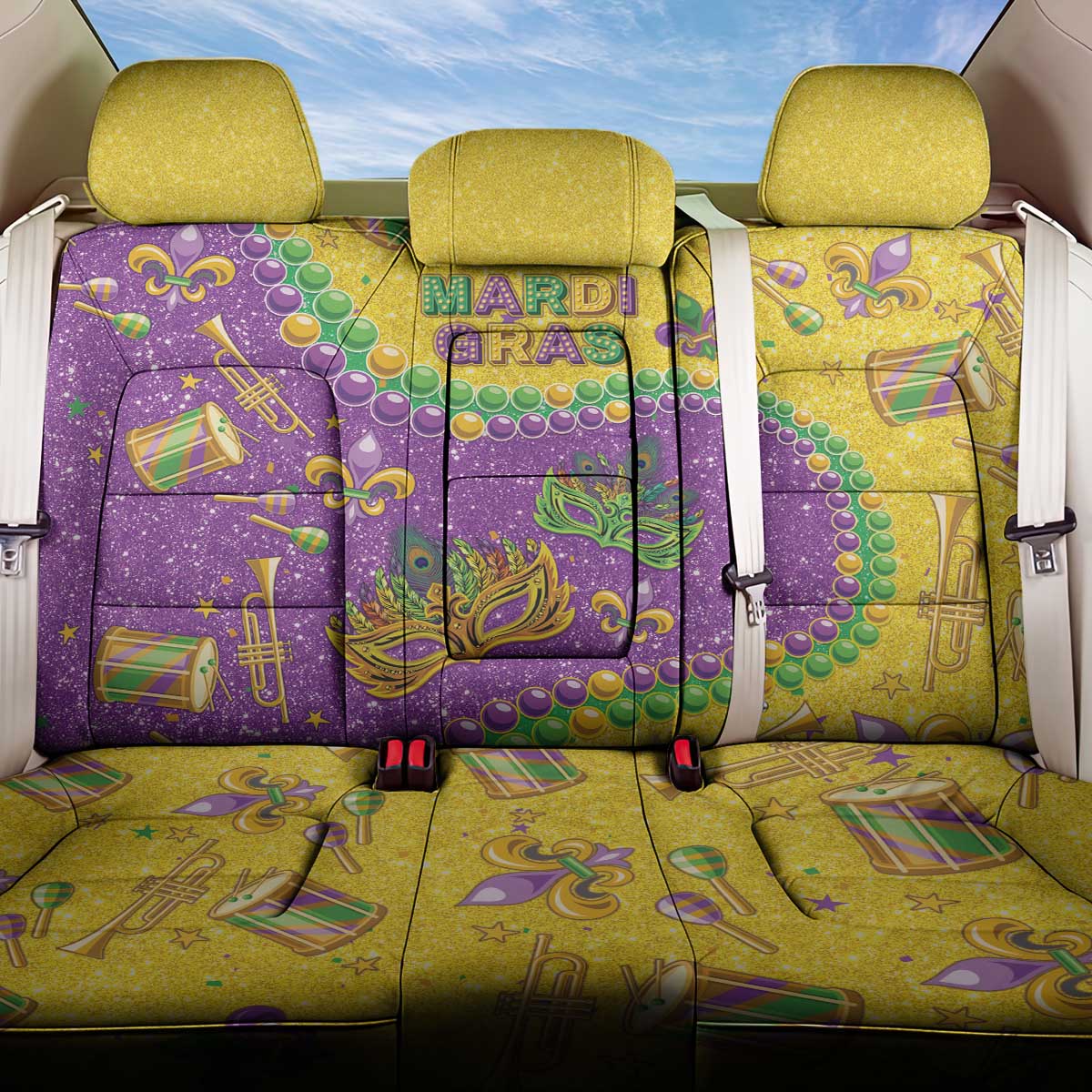 Mardi Gras Is In Our Soul Back Car Seat Cover Glitter Style