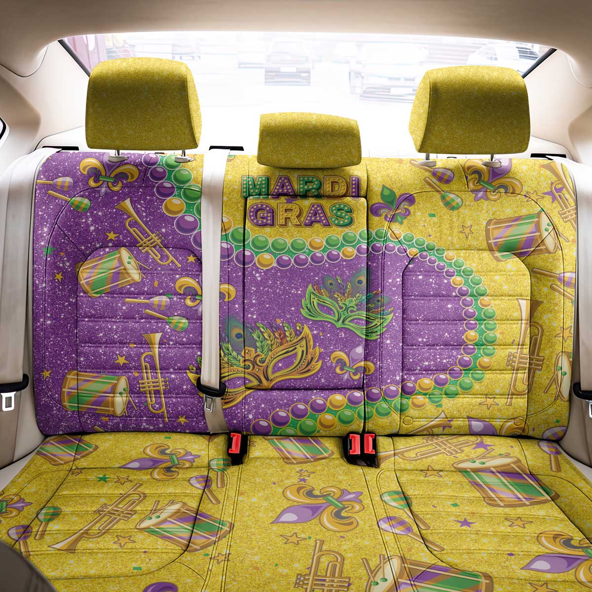 Mardi Gras Is In Our Soul Back Car Seat Cover Glitter Style