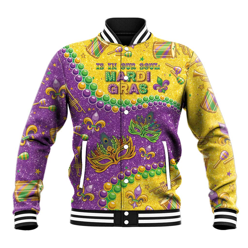 Mardi Gras Is In Our Soul Baseball Jacket Glitter Style