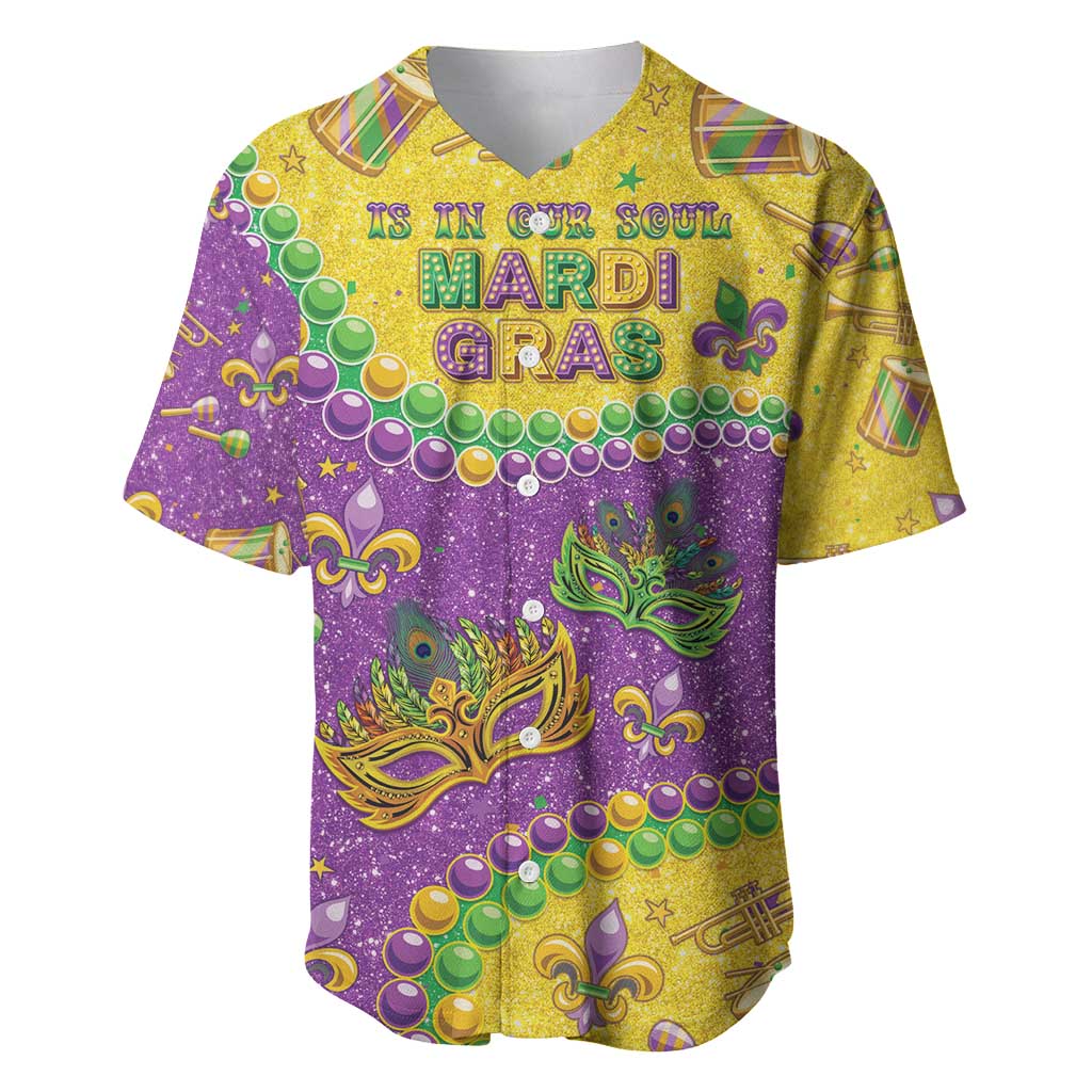 Mardi Gras Is In Our Soul Baseball Jersey Glitter Style
