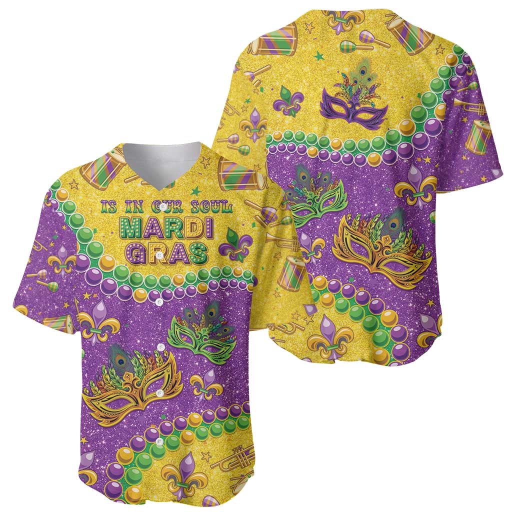 Mardi Gras Is In Our Soul Baseball Jersey Glitter Style