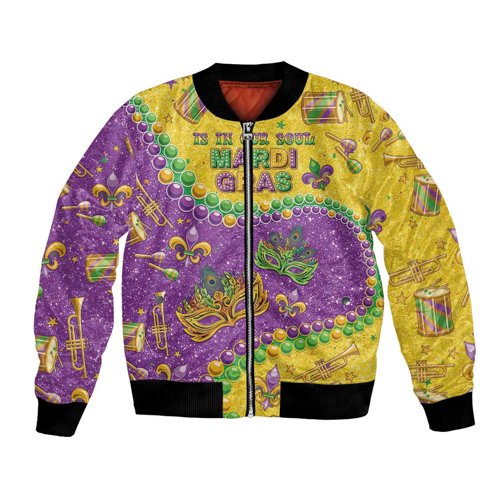 Mardi Gras Is In Our Soul Bomber Jacket Glitter Style